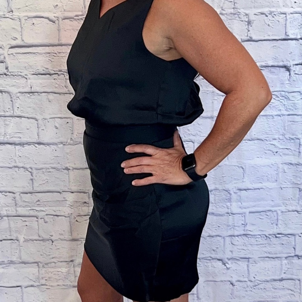 Naked zebra black slim waistline dress